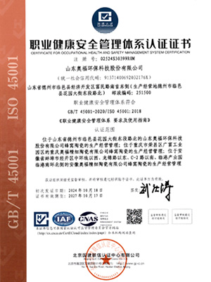 職業(yè)健康安全管理體系認(rèn)證證書(shū)